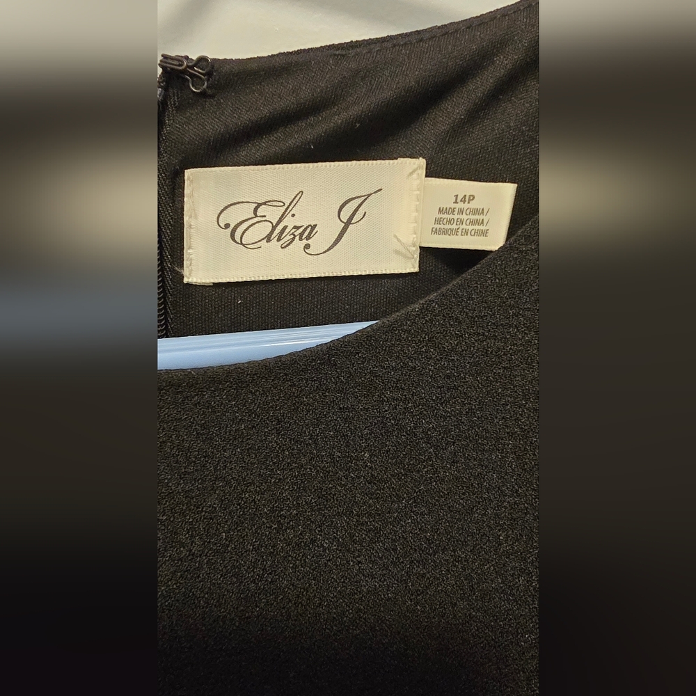 Eliza J Black Ruffle Dress, NEW w Tags! Size 12P 14P - Picture 8 of 11